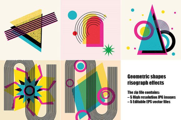 Download Geometric Shapes Risograph Effects - Geometric shapes Collection
