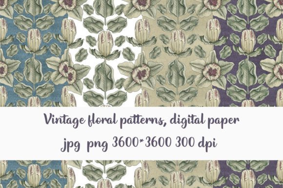Download Vintage Floral Patterns, Digital Paper - Vintage floral patterns Collection