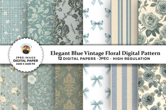 Download Elegant Blue Vintage Floral Patterns - Vintage floral patterns Collection