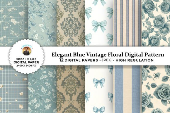Download Elegant Blue Vintage Floral Patterns - Vintage floral patterns Collection